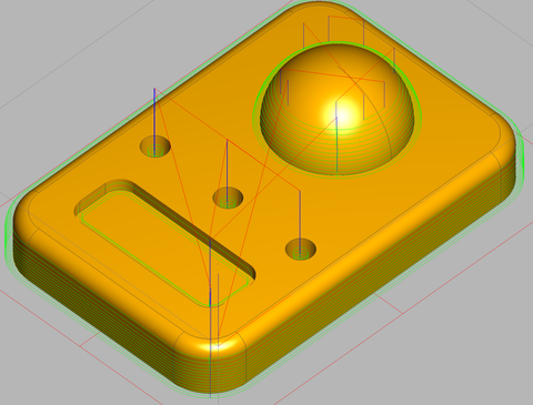 Waterline (Z-level) finishing toolpath in MeshCAM on a sample part